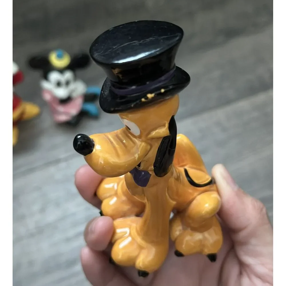 Vintage - Ceramic Fantasia Minnie‎ Mouse Pluto Top Hat Figurine